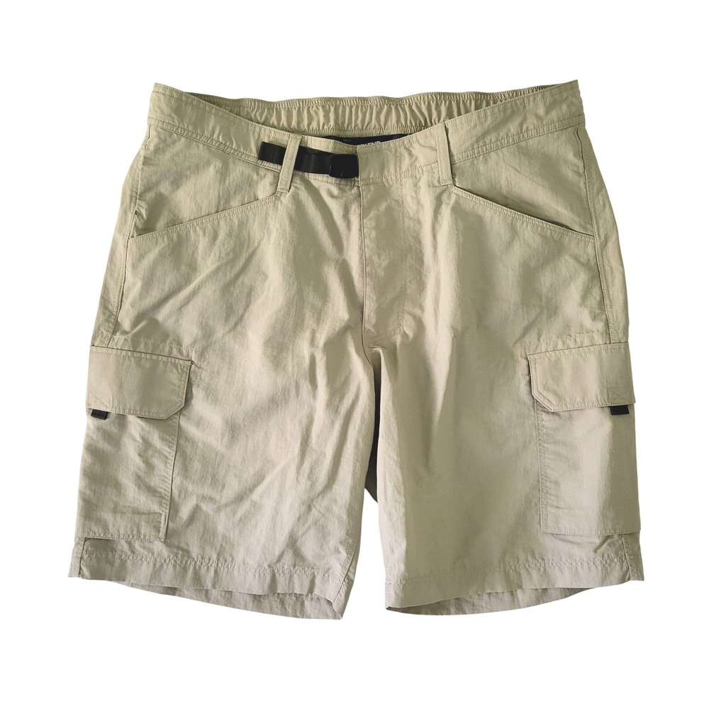 Lands End Cargo Shorts Mens Large 36 38 Beige Belted Performance Stretch Hiking